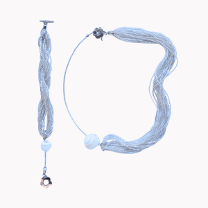 Murano Glas Set Silver Wave
