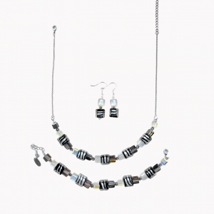 Murano Glas Set Nero Cristallo Cube