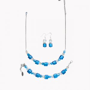Murano Glas Set Blu Cristallo Cube
